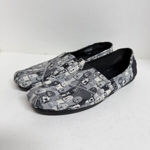 Skechers BOBS for Dogs Dog Print Slip On Flats Black Grey 34389 Womens 9.5
